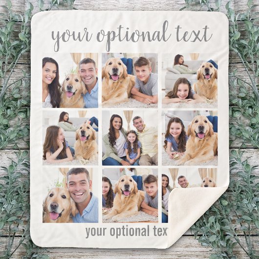 Aangepast modern 9 fotocollage sherpa deken