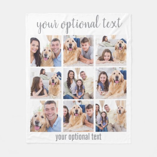 Aangepast Modern 9 Photo Collage Fleece Deken (Voorkant)