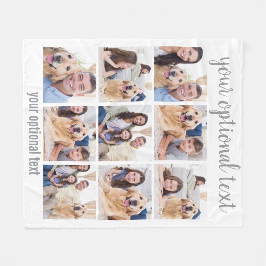 Aangepast Modern 9 Photo Collage Fleece Deken (Voorkant (Horizontaal))