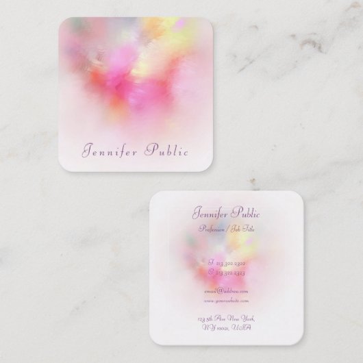 Aangepast, modern Abstract art, kleurrijk elegant Vierkante Visitekaartje (Voorkant / Achterkant)