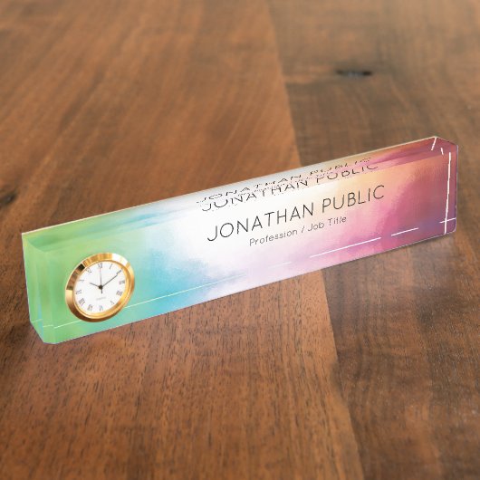 Aangepast modern Abstract art kleurrijk rood groen Naambordje (Zijkant)