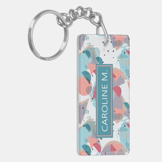 Aangepast Modern Abstract Geometrisch Hip 50s Patr Sleutelhanger (Voorkant Links)