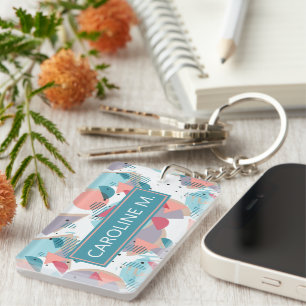 Aangepast Modern Abstract Geometrisch Hip 50s Patr Sleutelhanger