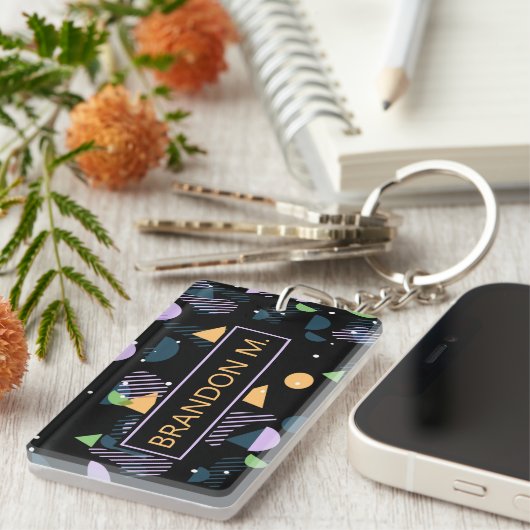 Aangepast Modern Abstract Geometrisch Hip 50s Patr Sleutelhanger (Voorkant Rechts)