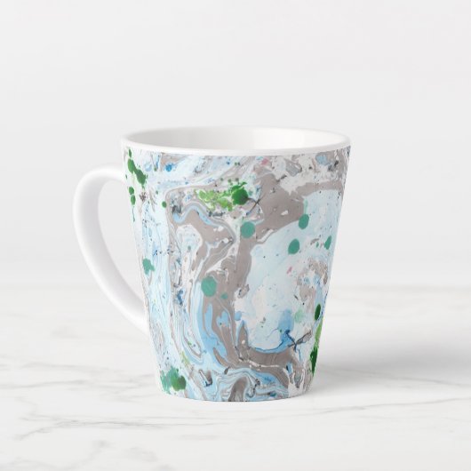 Aangepast modern Abstract roze blauw groen wit Latte Mok (Linkerhoek)