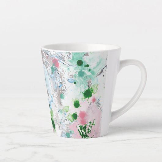 Aangepast modern Abstract roze blauw groen wit Latte Mok (Rechts)