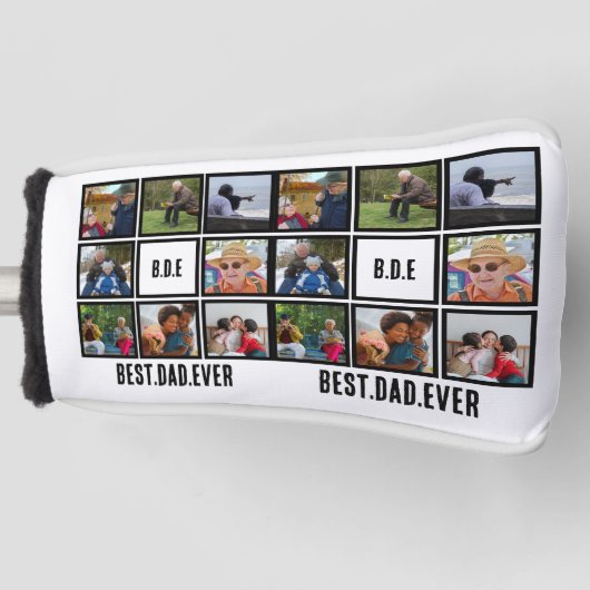 Aangepast modern BDE Beste pap ooit 8 Foto collage Golfheadcover (Voorkant)