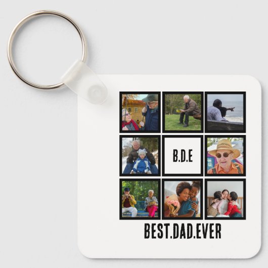 Aangepast modern BDE Beste pap ooit 8 Foto collage Sleutelhanger (Voorkant)