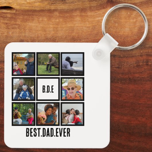 Aangepast modern BDE Beste pap ooit 8 Foto collage Sleutelhanger (Achterkant)