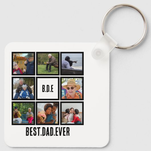 Aangepast modern BDE Beste pap ooit 8 Foto collage Sleutelhanger (Achterkant)