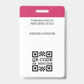 Aangepast modern bedrijfslogo foto werknemer roze badge (Achterkant)