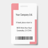 Aangepast modern bedrijfsmedewerker ID badge roze (Back)