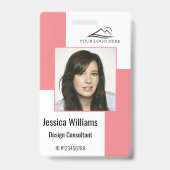 Aangepast modern bedrijfsmedewerker ID badge roze (Front)