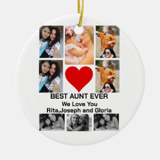 Aangepast modern beste tante op 8 Foto Collage Keramisch Ornament
