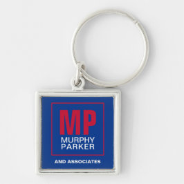 Aangepast modern blauw rood zwart-wit monogram Log Sleutelhanger