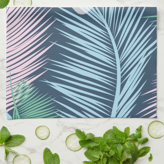 Aangepast modern bloemtropisch palmbladpatroon: theedoek (Gevouwen)