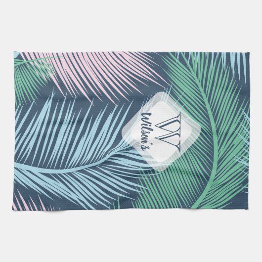 Aangepast modern bloemtropisch palmbladpatroon: theedoek (Horizontaal)