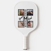 Aangepast modern bonus pa Stepdad 4 Foto Collage Pickleball Paddle (Achterkant)