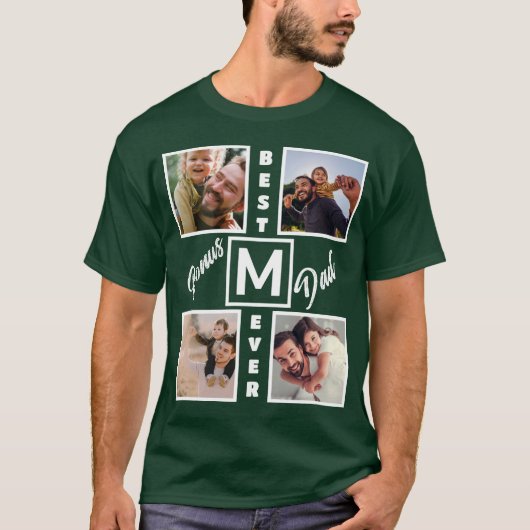 Aangepast modern bonus pa Stepdad 4 Foto Collage T-shirt (Voorkant)