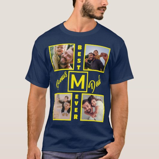 Aangepast modern bonus pa Stepdad 4 Foto Collage T-shirt (Voorkant)