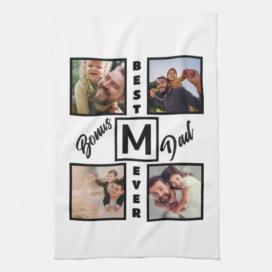 Aangepast modern bonus pa Stepdad 4 Foto Collage Theedoek (Verticaal)