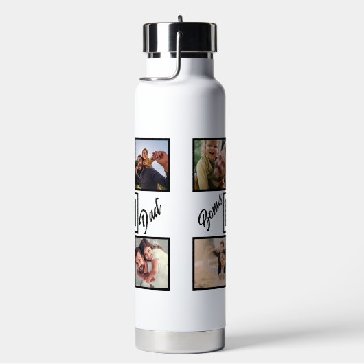 Aangepast modern bonus pa Stepdad 4 Foto Collage Waterfles (Rechts)