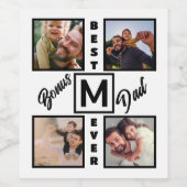 Aangepast modern bonus pa Stepdad 4 Foto Collage Wijn Etiket (Enkel label)