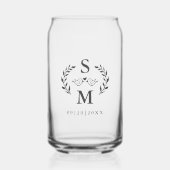 Aangepast modern bruiloftsmonogram krans embleem g blikvorm glas (Voorkant)