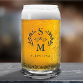 Aangepast modern bruiloftsmonogram krans embleem g blikvorm glas