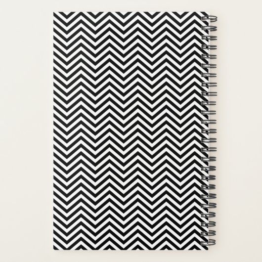 Aangepast modern Chevron Zigzag Black Girly Script Planner (Achterkant)