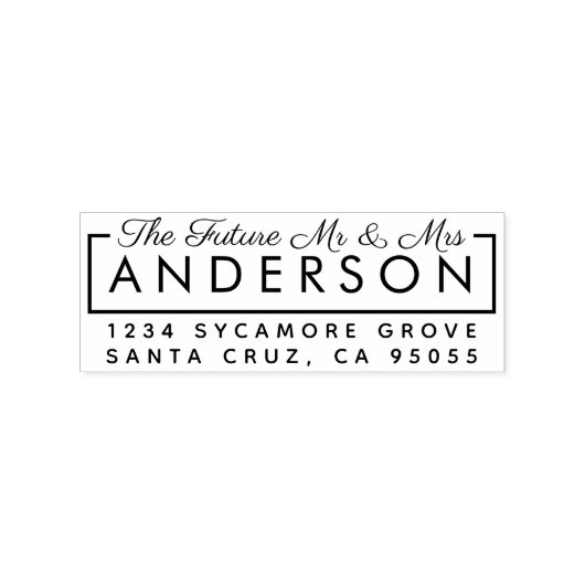Aangepast modern "De Toekomst Mr & Mrs" retouradre Rubberstempel (Afrduk)