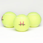 Aangepast modern eenvoudig roze monogram tennisballen (Multi)