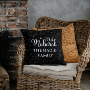 Aangepast modern Eid Mubarak Black Eid Sierkussen