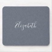 Aangepast modern elegant blauw grijs linen muismat (Voorkant)