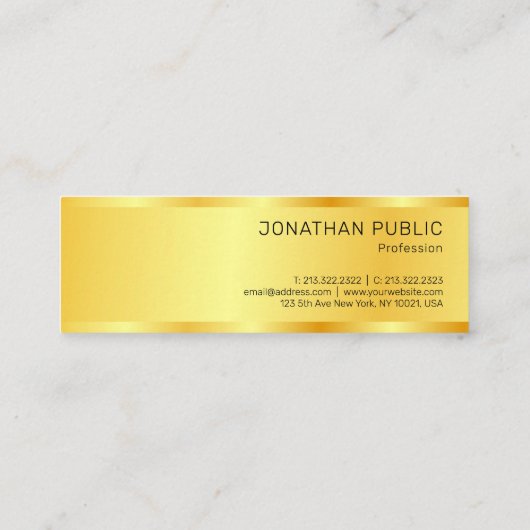 Aangepast, modern, elegant, eenvoudig design, goud mini visitekaartje (Achterkant)