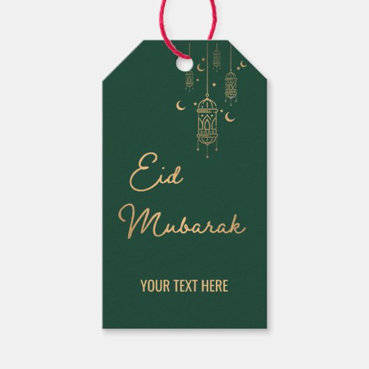 Aangepast modern Elegant Eid Mubarak Green Eid Cadeaulabel (Voorkant)
