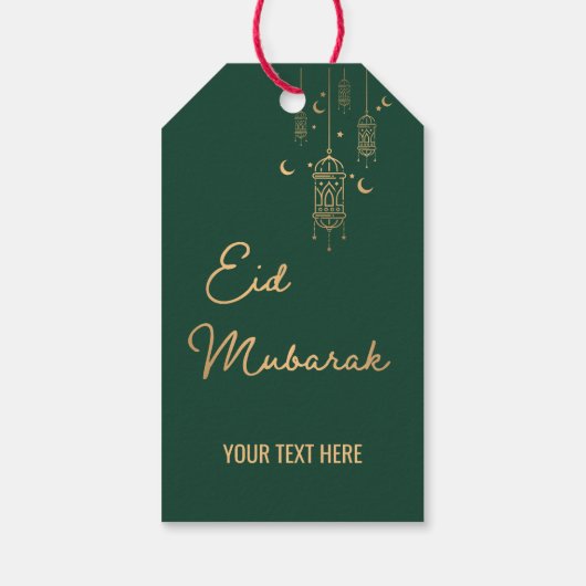 Aangepast modern Elegant Eid Mubarak Green Eid Cadeaulabel (Achterkant)