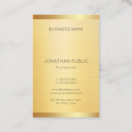 Aangepast, modern, elegant Faux Gold Professional Visitekaartje (Achterkant)