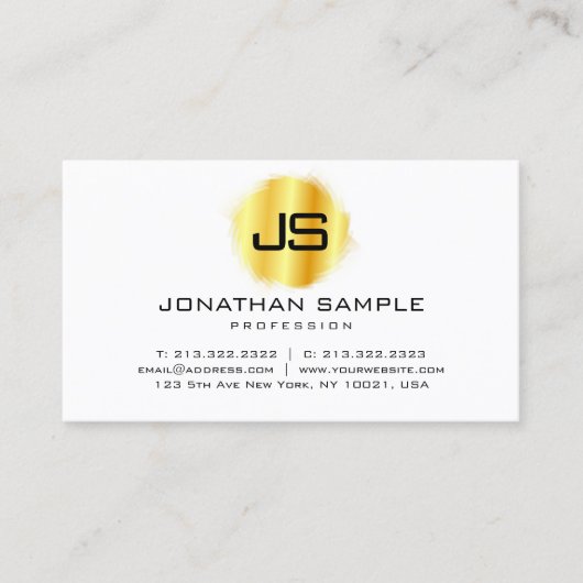 Aangepast modern elegant monogram Faux Gold Visitekaartje (Voorkant)