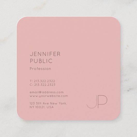 Aangepast modern elegant monogram Sjabloon Luxe Vierkante Visitekaartje (Achterkant)