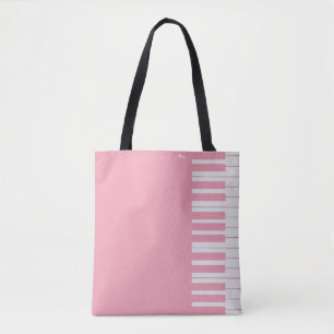 Aangepast modern elegant pianomuzieknotitie tote bag