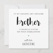 Aangepast modern en Schattige Brother Afstuderen Kaart (Voorkant)