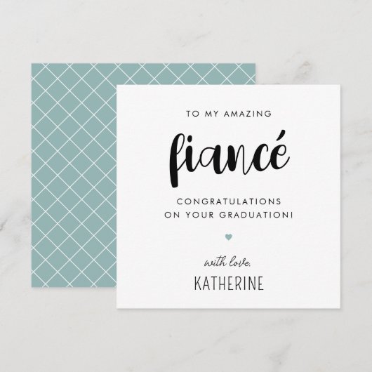 Aangepast modern en Schattige Fiancé Afstuderen Kaart (Voorkant / Achterkant)