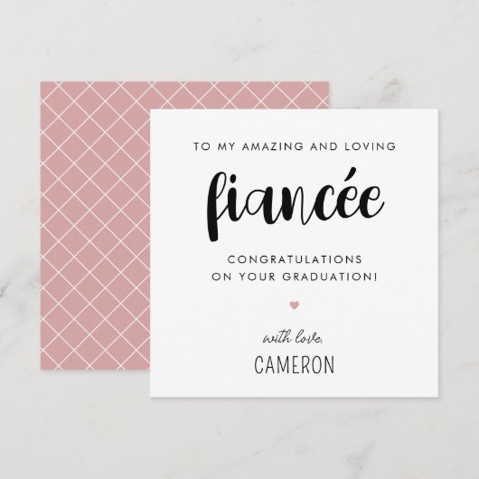 Aangepast modern en Schattige Fiancée Afstuderen Kaart (Voorkant / Achterkant)
