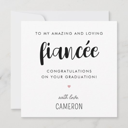 Aangepast modern en Schattige Fiancée Afstuderen Kaart (Voorkant)