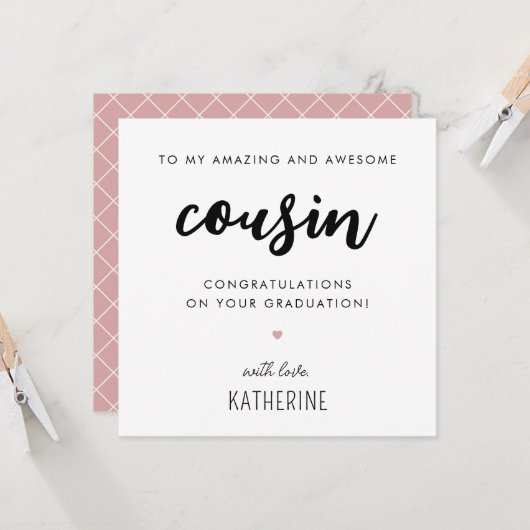 Aangepast modern en Schattige neef Afstuderen Kaart (Voorkant / Achterkant in situ)