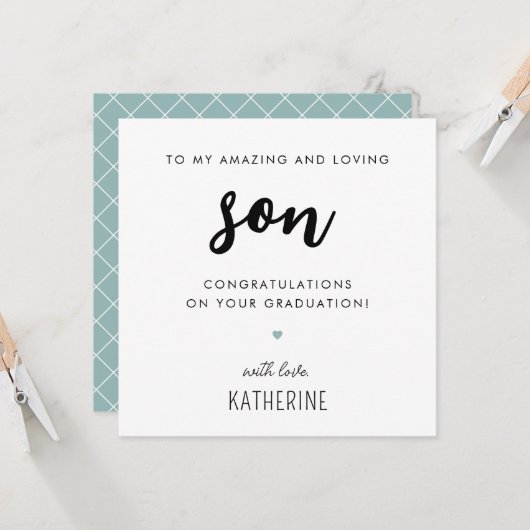 Aangepast modern en Schattige Son Afstuderen Kaart (Voorkant / Achterkant in situ)