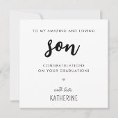 Aangepast modern en Schattige Son Afstuderen Kaart (Voorkant)