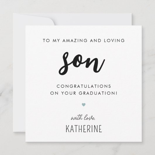 Aangepast modern en Schattige Son Afstuderen Kaart (Voorkant)