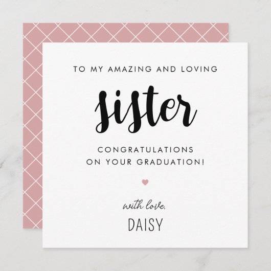 Aangepast modern en Schattige zuster Afstuderen Kaart (Voorkant / Achterkant)